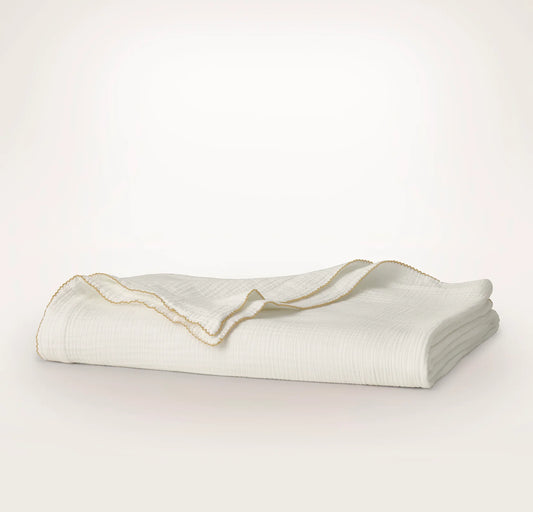 Dream Bed Blanket - White/Honey Picot