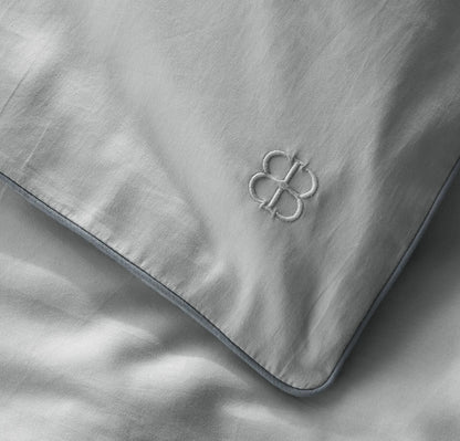 Signature Embellished Duvet Set - Shore/Bluestone Piped Edge