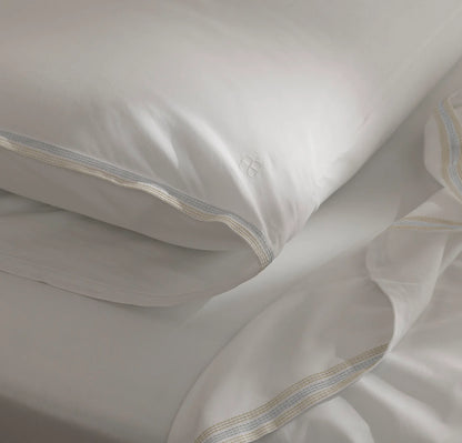 Signature Embellished Sheet Set - White/Shore/Sand Sail Stitch