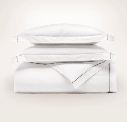 Percale Embellished Duvet Set - White/Oak Embroidered