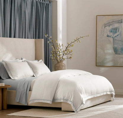 Percale Embellished Duvet Set - White/Shore Embroidered