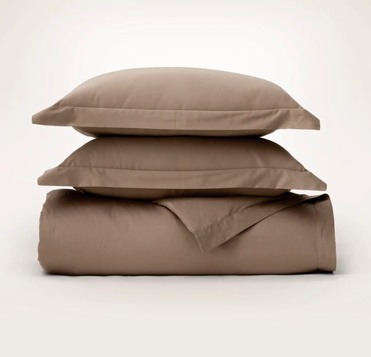 Signature Hemmed Duvet Set - Walnut