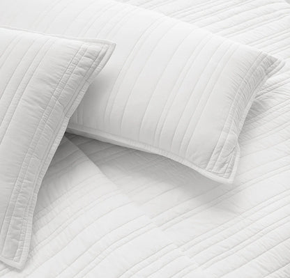 Signature Stripe Quilted Sham - White