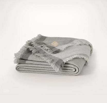 Lavé Wool Throw Blanket - Pewter/Mist