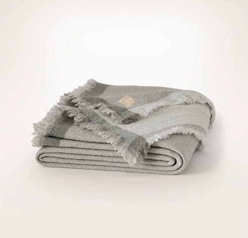 Lavé Wool Throw Blanket - Pewter/Mist