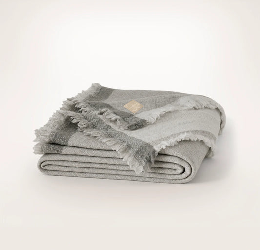 Lavé Wool Throw Blanket - Pewter/Mist