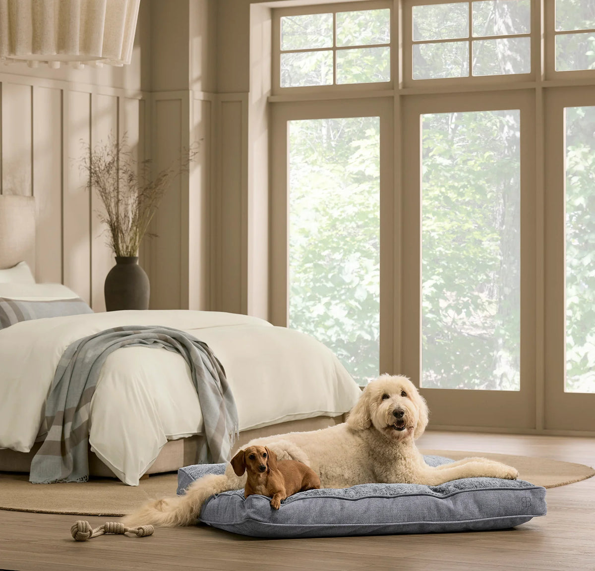 Piped Edge Pet Cushion - Water