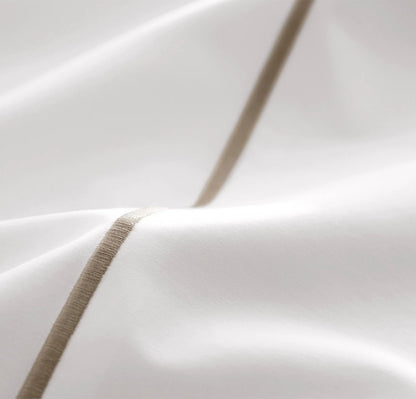 Percale Embellished Sheet Set - White/Oak Embroidered