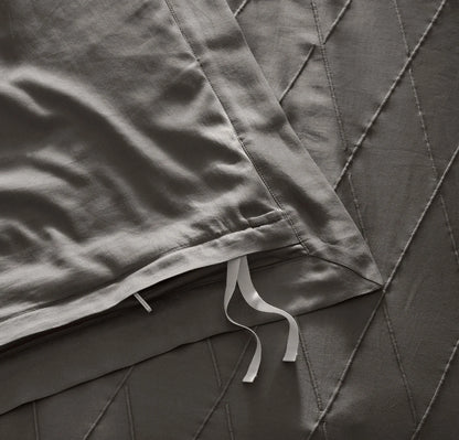 Reserve Embellished Duvet Set - Stone/Stone Embroidered Lattice