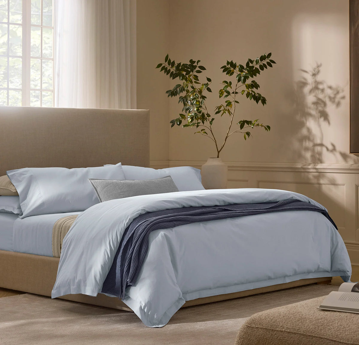 Percale Hemmed Fitted Sheet - Hydrangea
