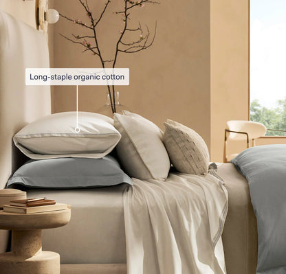 Signature Embellished Pillowcase Set - White/Shore/Sand Sail Stitch