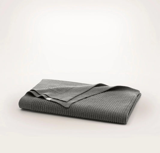 Ribbed Knit Baby Blanket - Heathered Stone