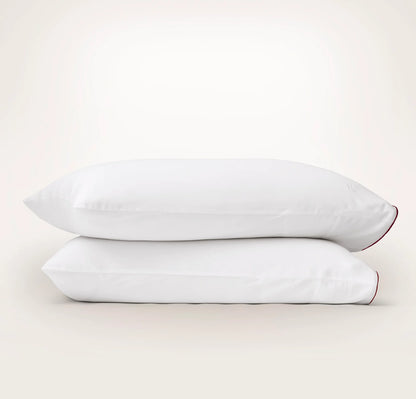 Signature Embellished Pillowcase Set - White/Holly Piped Edge