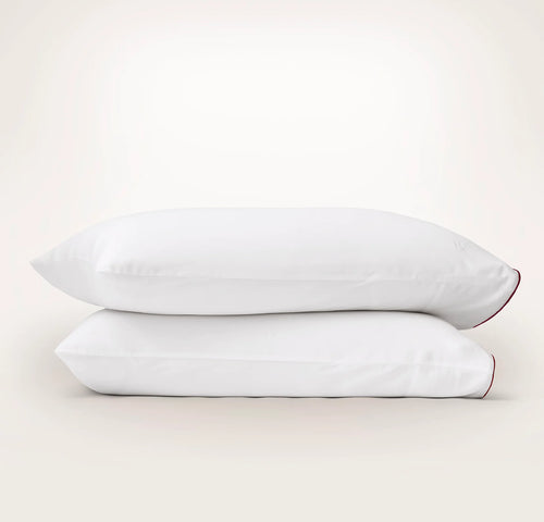 Signature Embellished Pillowcase Set - White/Holly Piped Edge