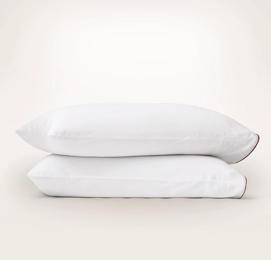 Signature Embellished Pillowcase Set - White/Holly Piped Edge