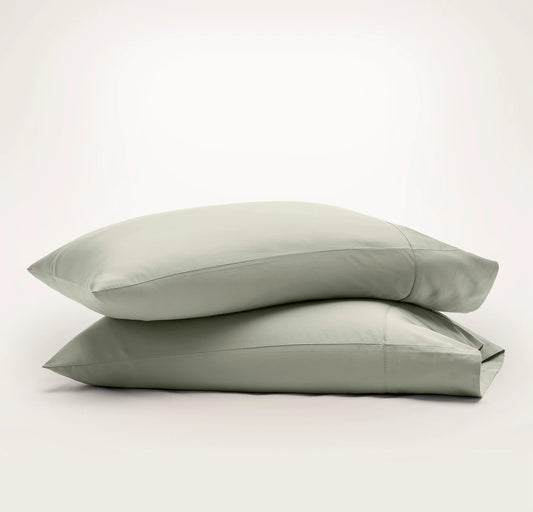 Percale Hemmed Pillowcase Set - Sageleaf