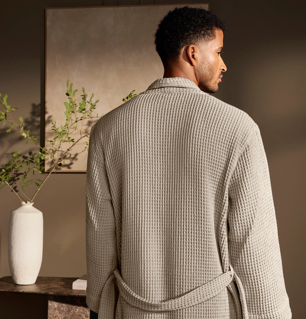 Waffle Robe - Pewter/Stone