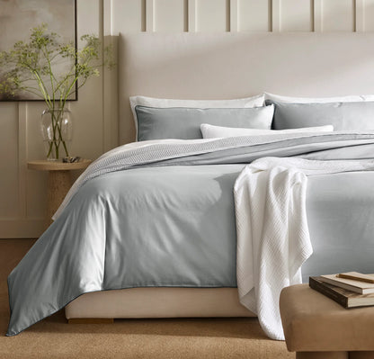 Signature Embellished Duvet Set - Shore/Bluestone Piped Edge