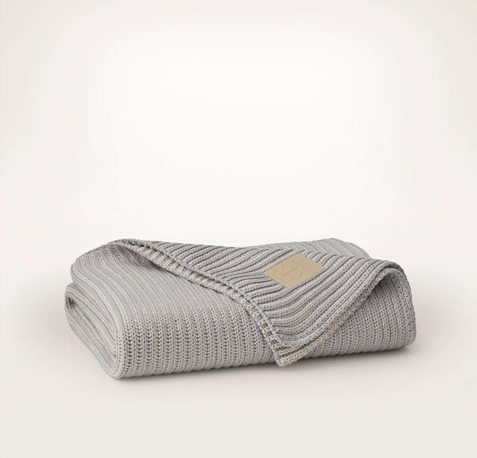 Sunday Knit Throw Blanket - Shore/Heathered Oatmeal