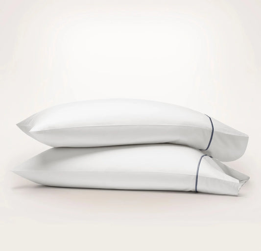 Signature Embellished Pillowcase Set - White/Mineral Embroidered