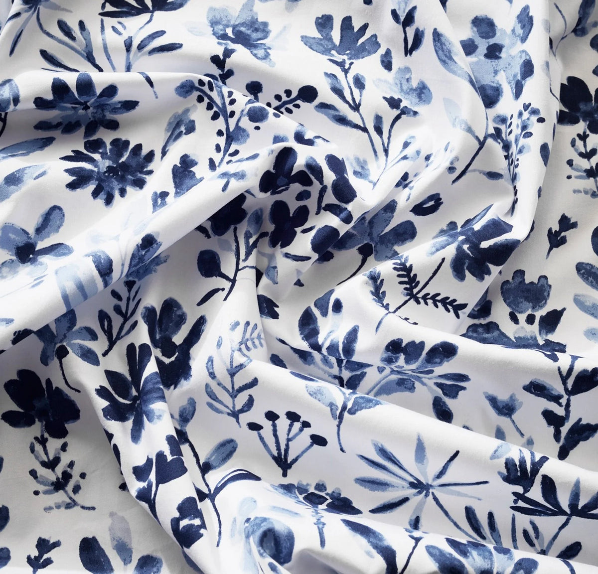 Signature Hemmed Fabric Swatch - Navy Botanical