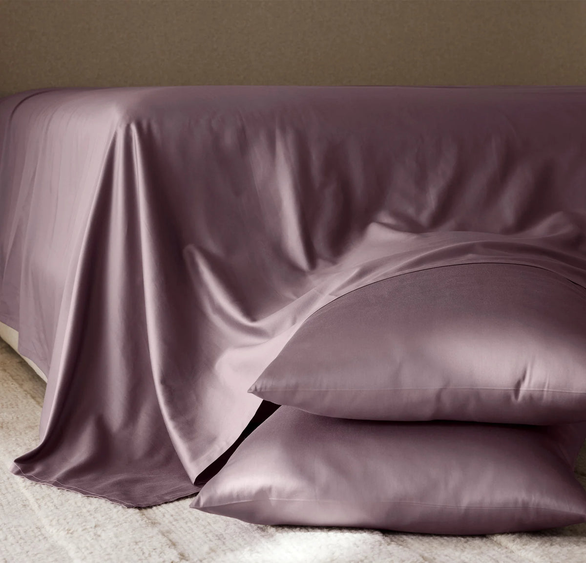 Percale Hemmed Pillowcase Set - Plum