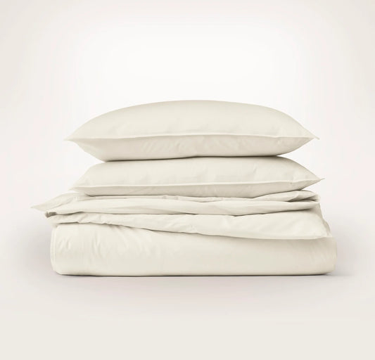 Percale Vintage Washed Duvet Set - Vintage Cream
