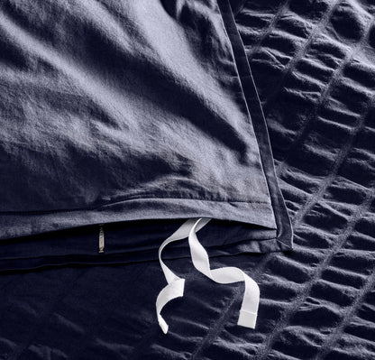 Relaxed Seersucker Duvet Set - Coastal Navy