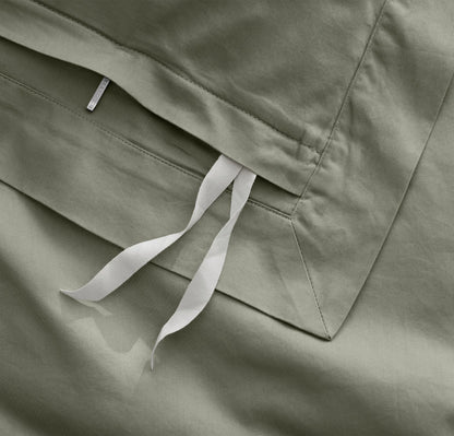 Percale Hemmed Duvet Set - Sageleaf