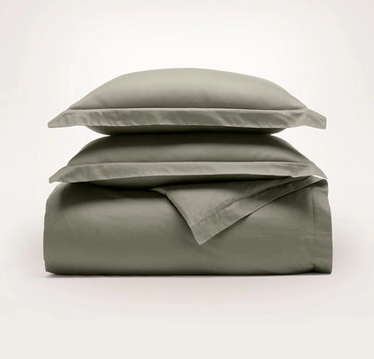 Percale Hemmed Duvet Set - Juniper