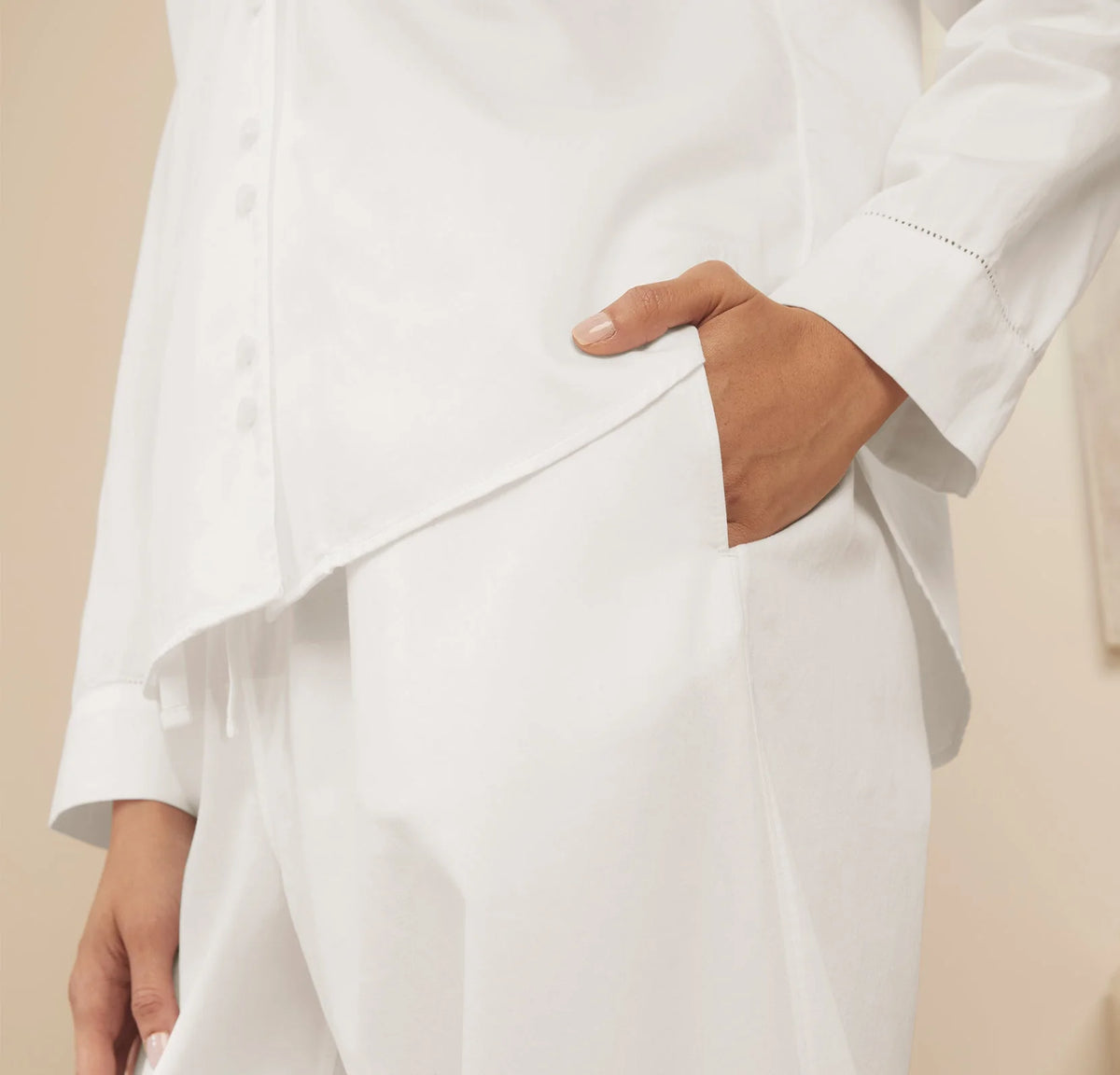 Signature Long Sleeve & Pants Pajama Set - White