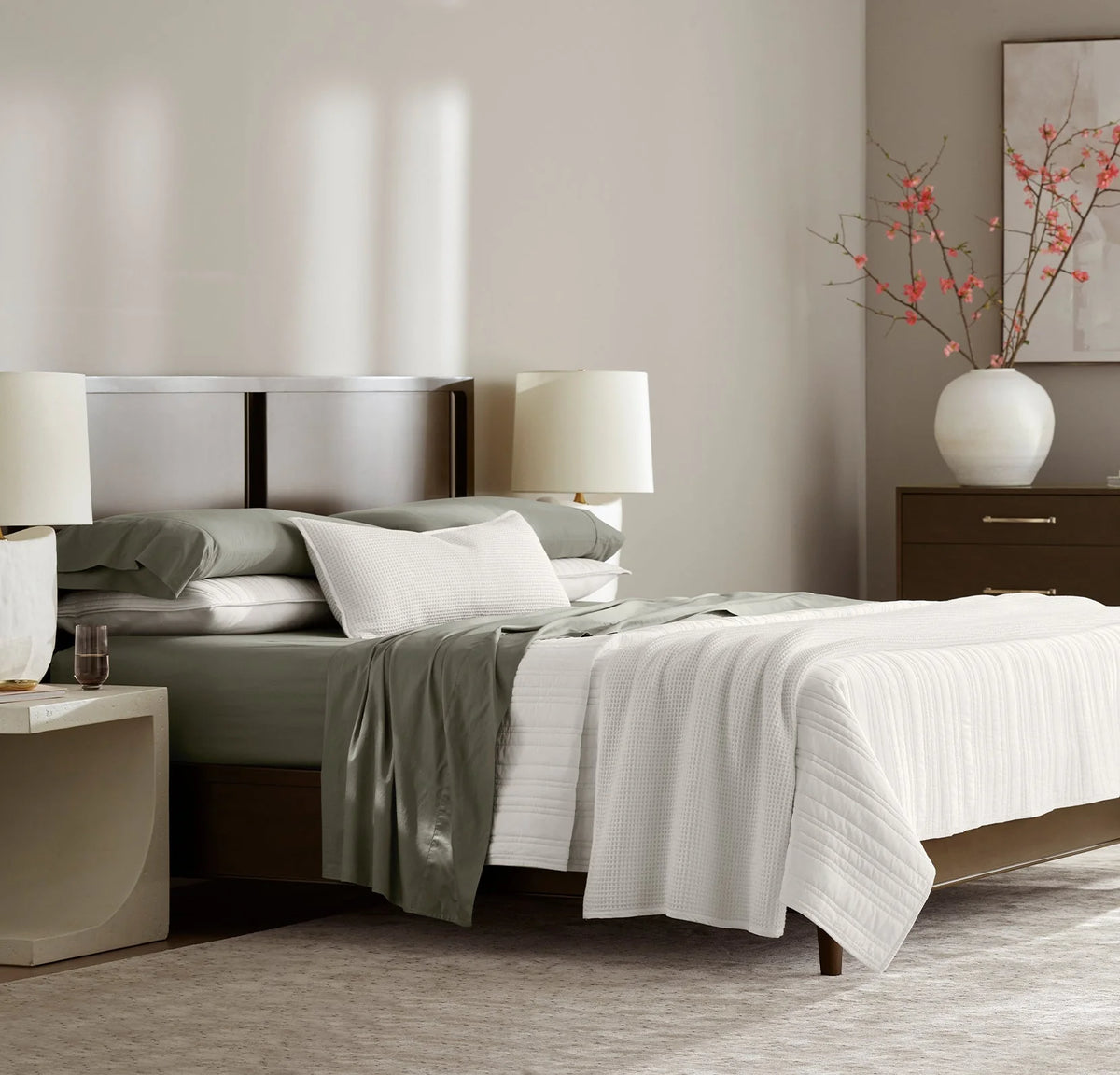 Percale Hemmed Fitted Sheet - Juniper