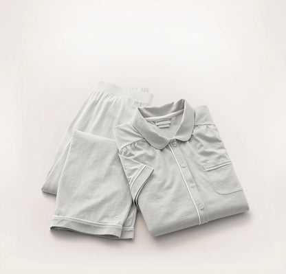 Soft Knit Short Sleeve & Pants Pajama Set - Mist