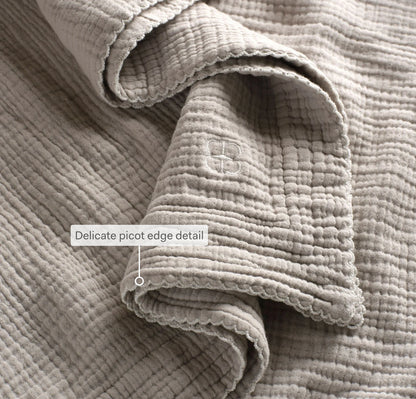 Dream Baby Blanket - White/White Picot