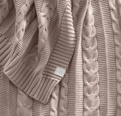 Cable Knit Baby Blanket - Dusty Rose