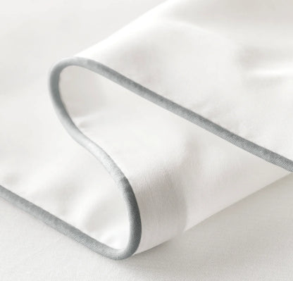 Signature Embellished Sheet Set - White/Shore Piped Edge