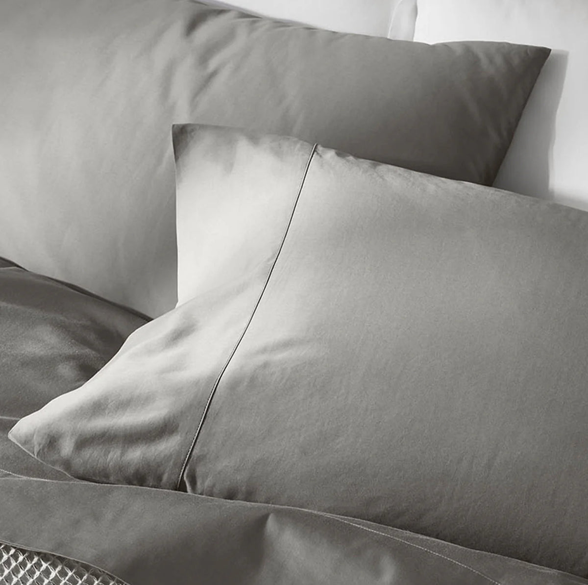 Percale Hemmed Pillowcase Set - Stone