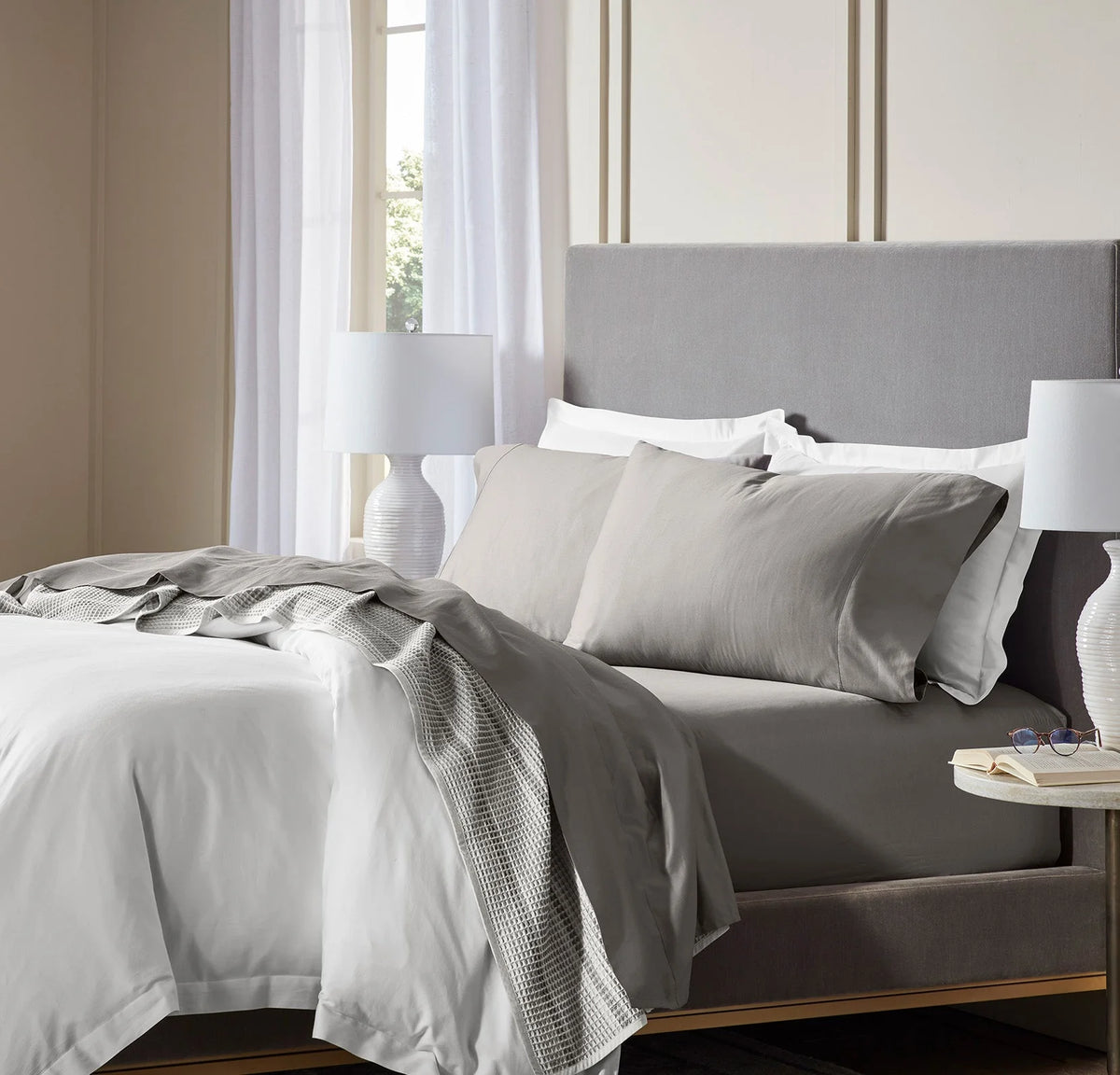 Percale Hemmed Sheet Set - Stone