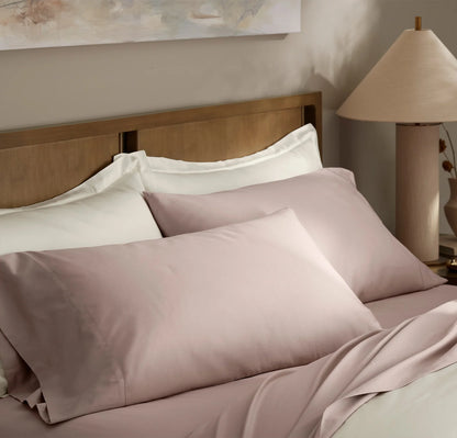 Percale Hemmed Pillowcase Set - Dusty Rose