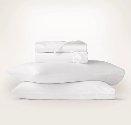 Signature Embellished Sheet Set - White/White Piped Edge