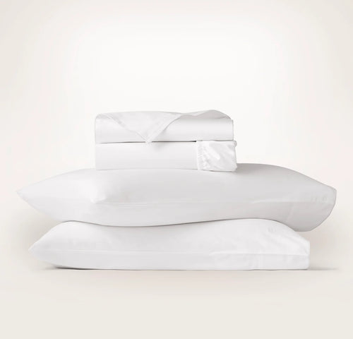 Signature Embellished Sheet Set - White/White Piped Edge