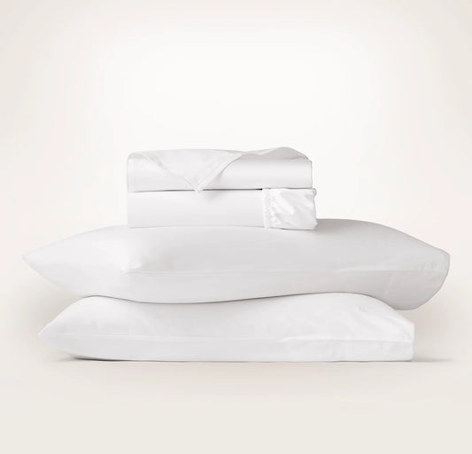 Signature Embellished Sheet Set - White/White Piped Edge