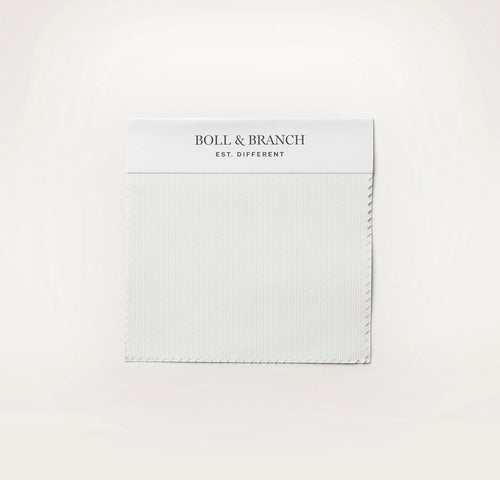 Signature Hemmed Fabric Swatch - White Textured Stripe