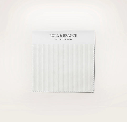 Signature Hemmed Fabric Swatch - White Textured Stripe