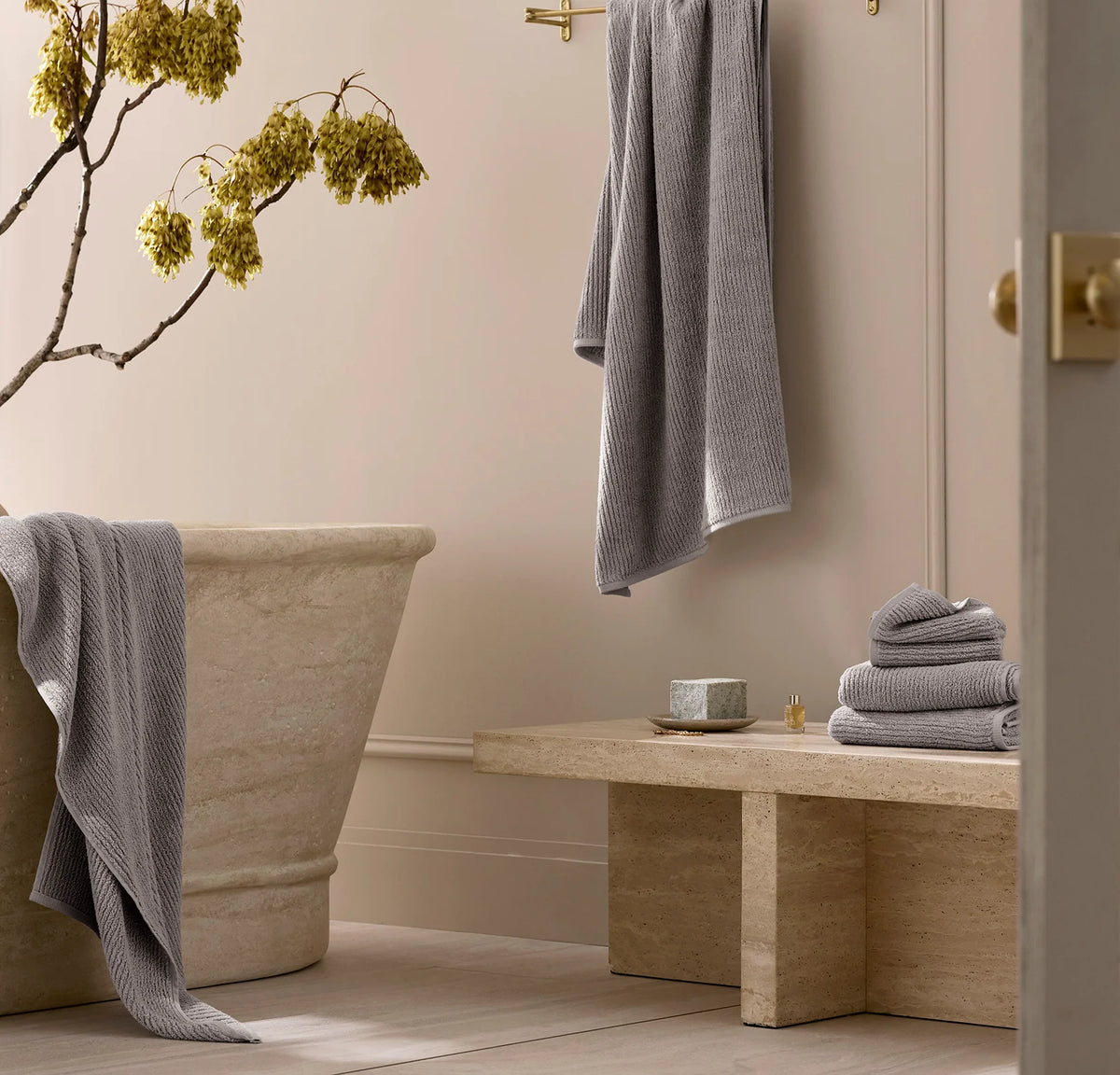 Turkish Ribbed Bath Towel Set