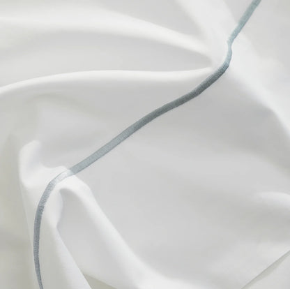 Percale Embellished Sheet Set - White/Shore Embroidered