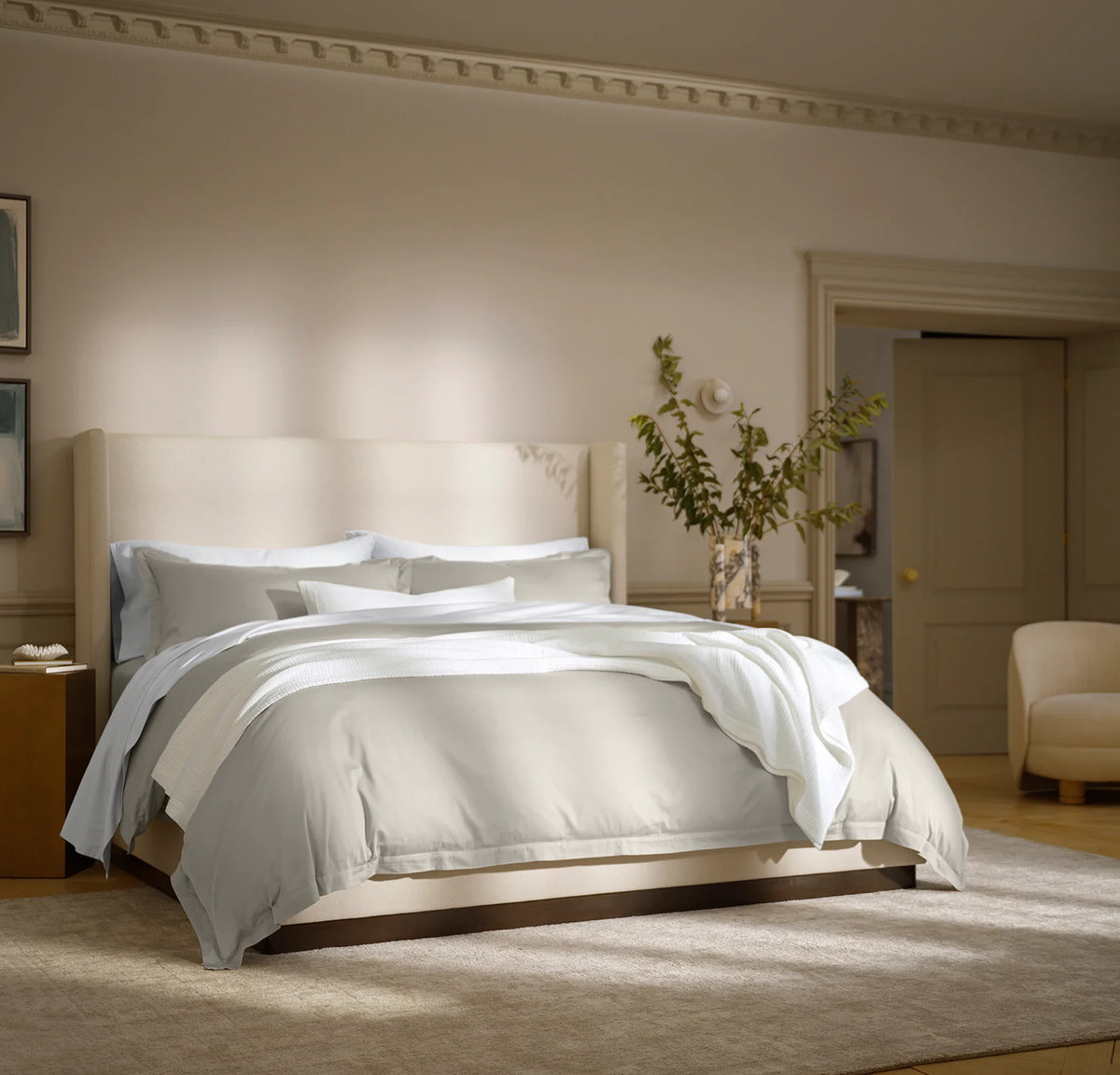 Signature Hemmed Duvet Set - Pewter