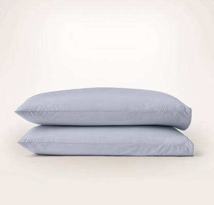 Percale Embellished Pillowcase Set - Hydrangea/White Piped Edge