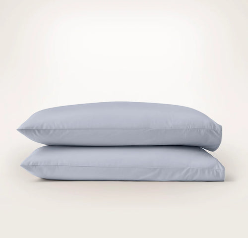 Percale Embellished Pillowcase Set - Hydrangea/White Piped Edge