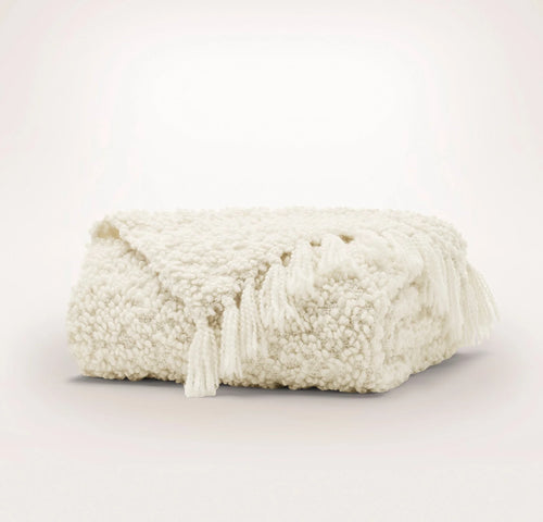 Cozy Boucle Throw Blanket - Cream